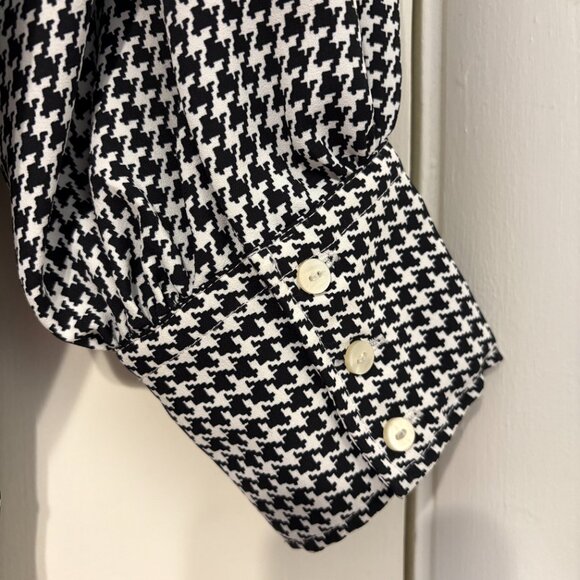 Ralph Lauren Chaps Women's Plus L/S Houndstooth Button-Front Shirt Top Blouse 2X - Picture 5 of 9